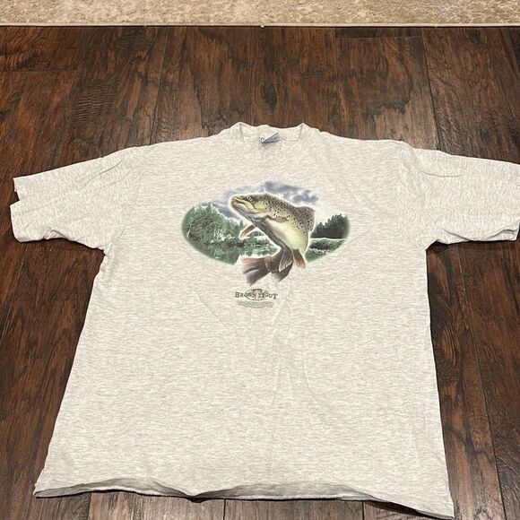 VTG single stitched Allsport tag XL Brown trout Heather grey tee no flaws EUC - Picture 1 of 9